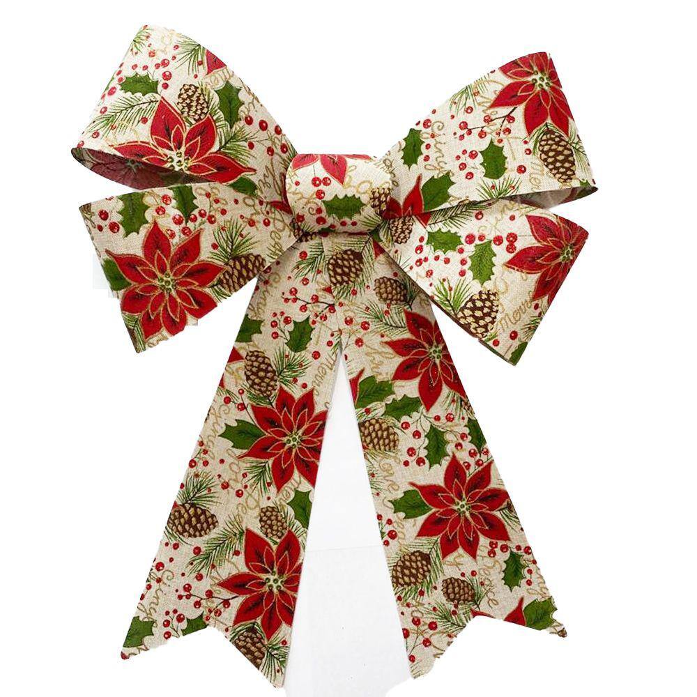 Laço Enfeite de Natal Estampado Pinhas 30x45cm