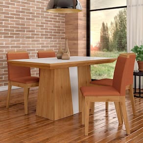 Mesa Com 4 Cadeiras Kiara 1,36 Cin/off White/terra - Móveis Arapongas