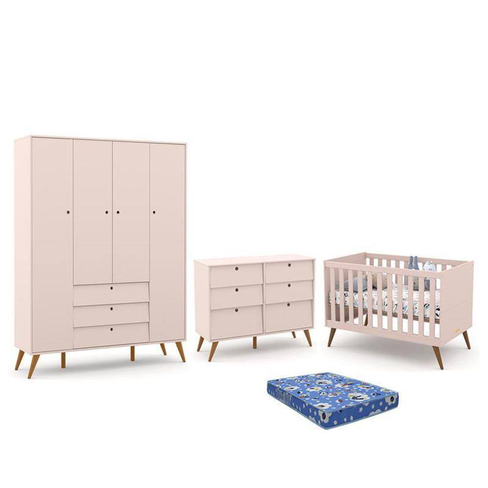 Dormitório Infantil Retrô Gold 4 Portas, Cômoda | Casas Bahia