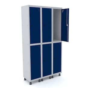 Armário Locker Guarda-Volume 6 Portas Aço GRP 503/6 Pandin Cinza/Azul Del Rey