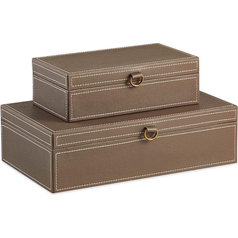 Kit Com 2 Caixas Decorativas Mdf E Pu