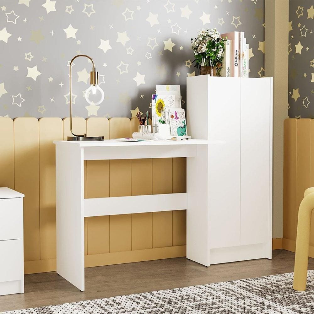 Mesa de Estudos Infantil Gael MDP FF Liso Branco