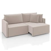 sofá 3 lugares retrátil e reclinável malta veludo creme 220 cm