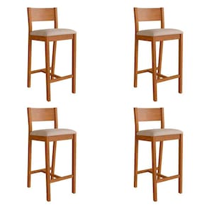 conjunto com 4 banquetas manu algodão bege e nogueira