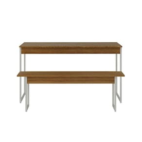 conjunto de mesa de jantar retangular com 1 banco studio e branco