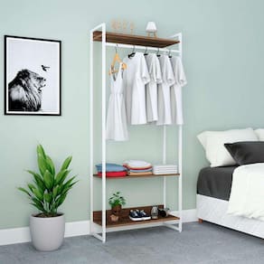 guarda-roupa closet studio nogal e branco 187x80 cm