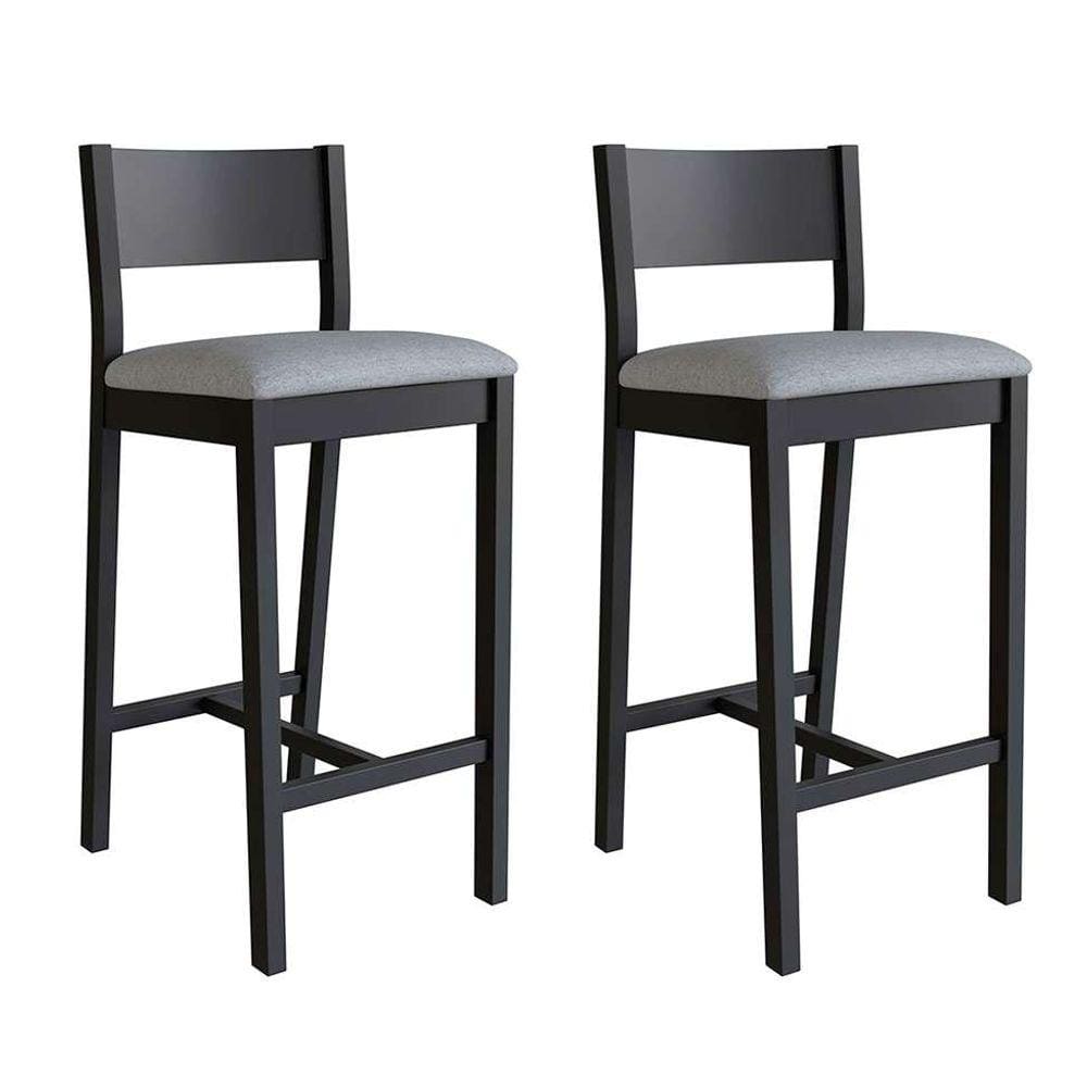 conjunto com 2 banquetas manu algodão cinza e preta