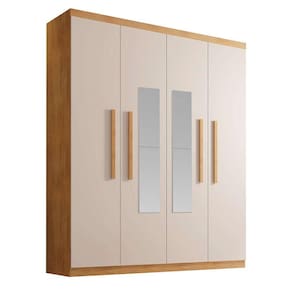 guarda-roupa solteiro com espelho malibu 4 pt 2 gv imbuia e off white
