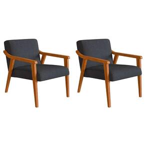 conjunto com 2 poltronas flavia algodão e nogueira