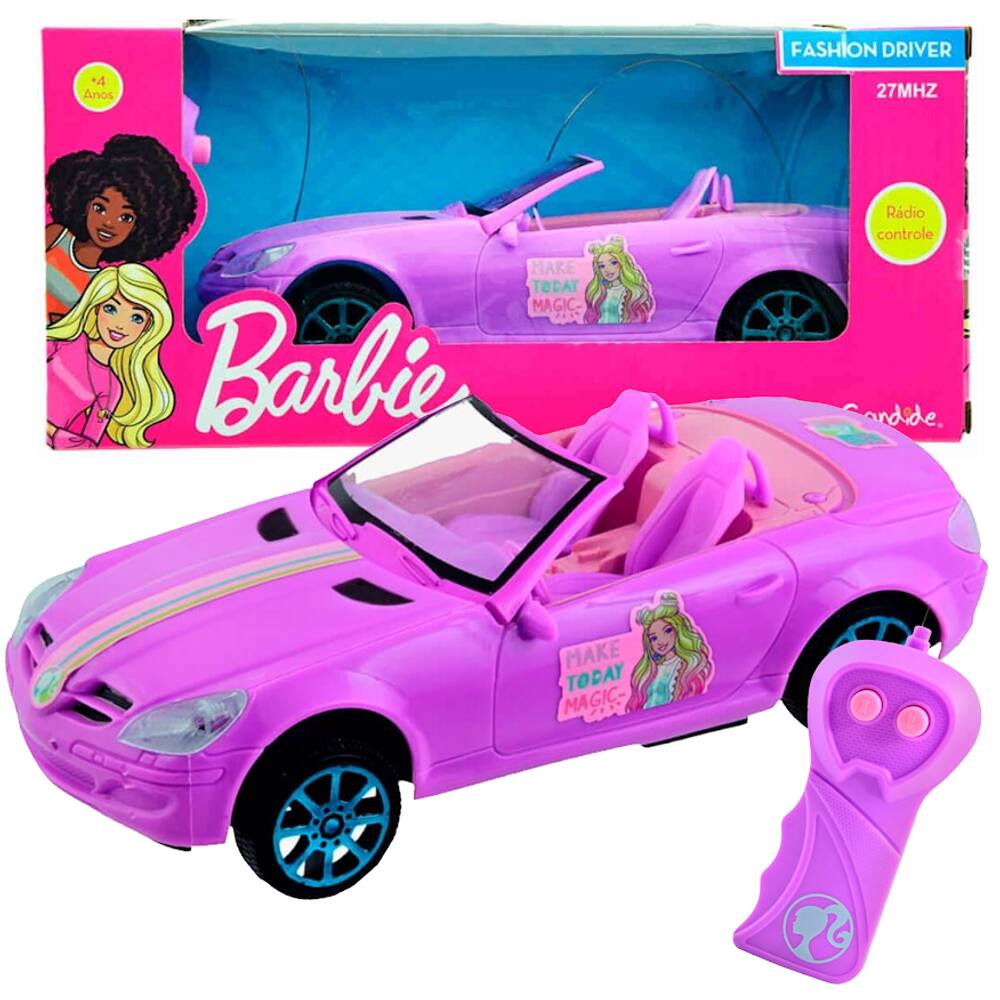 Carro Controle Remoto 3 Funções Barbie Rosa Original Candide