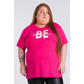 T-shirt Feminina Plus Size Algodão c/ Estampa" BE Yourself" - Serena