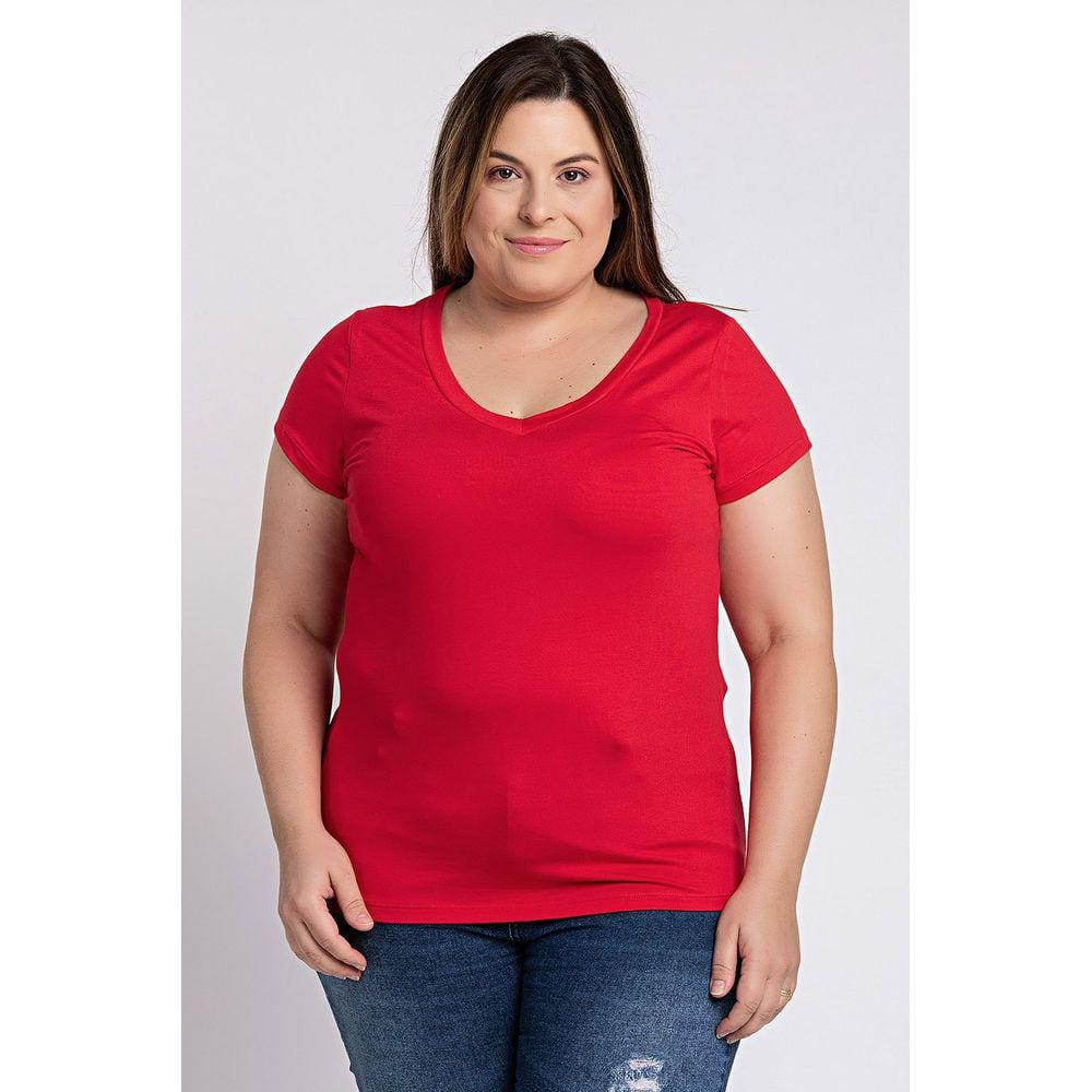 Blusa Feminina Plus Size em Visco Decote ”V” - Kibeleza