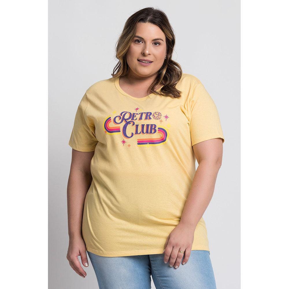 T-shirt Feminina Plus Size Estampada ”Retro Club”- Serena