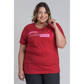 T-shirt Feminina Plus Size Estampada "You Never Say Never"- Serena