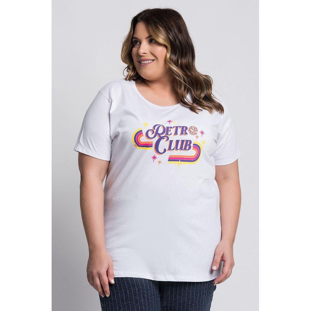 T-shirt Feminina Plus Size Estampada ”Retro Club”- Serena