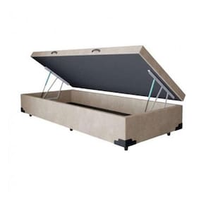 Base Box Baú Solteiro Suede Bege - 39x78x188