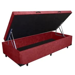 Base Box Baú Solteiro Suede Vinho - 39x78x188