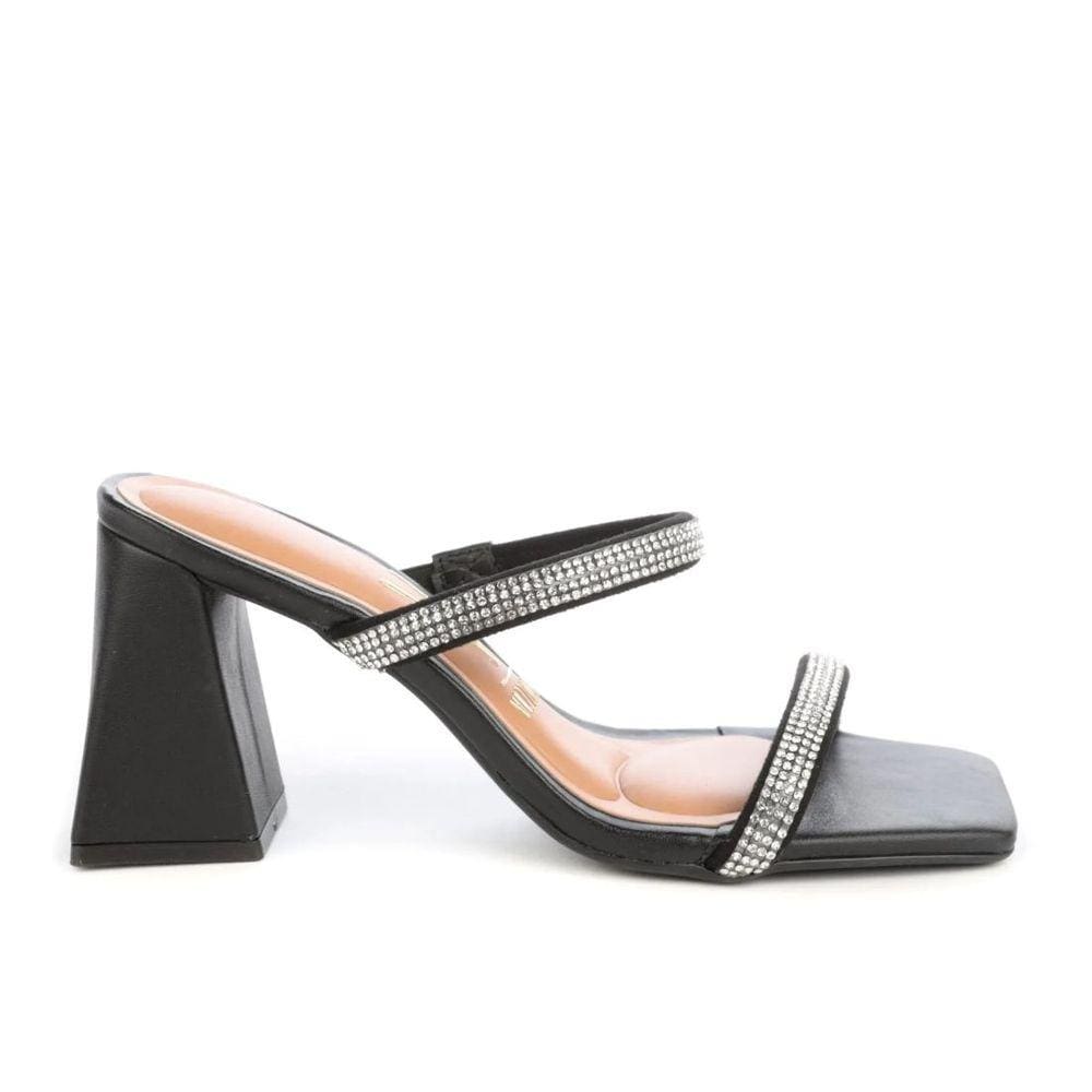 Tamanco Feminino Vizzano Salto Alto Strass Brilho Sandália