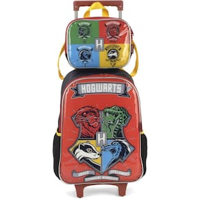 Kit Mochila Rodinhas Lancheira Luxcel Harry Potter Vermelho