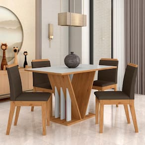 Mesa Com 4 Cadeiras Natalia 1,36 Cinamomo/branc/mar - Móveis Arapongas