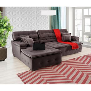 Sofá Retrátil e Reclinável Com Chaise Orlando 2.20x2.10m- Sofisticato