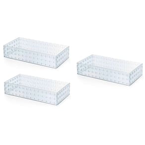 3 Bandejas Acrílica Organizadora Multiuso Empilhável 28x14cm