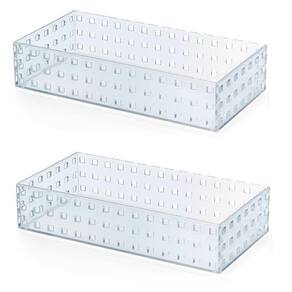 2 Bandeja Organizadora Multiuso Acrílico Empilhável 28x14cm