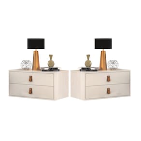 Kit 2 Unic 60cm: Mesa de Cabeceira Suspensa Cor Off White
