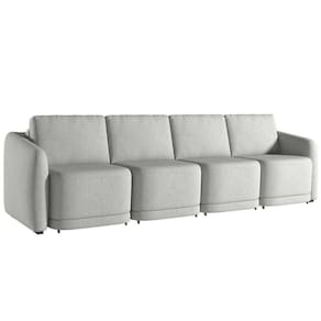 Sofá Cama Casal para Sala 436cm Polska K04 Linho Cinza - Mpozenato