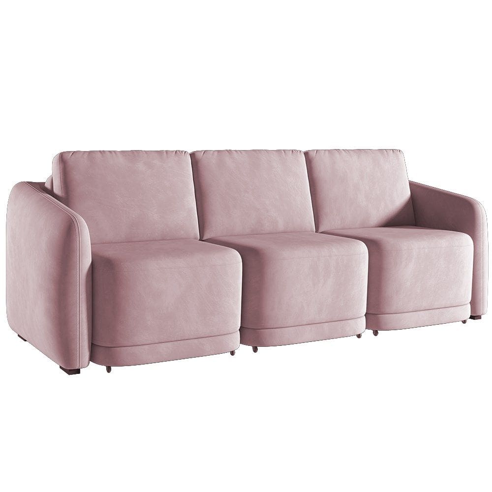 Sofá Cama Casal para Sala 306cm Polska K04 Veludo Rosê - Mpozenato