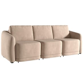 Sofá Cama Casal para Sala 246cm Polska K04 Veludo Bege - Mpozenato