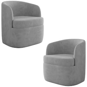 Kit 2 Poltronas Giratória Decorativa para Sala Dandara K04 Veludo Cinza - Mpozenato