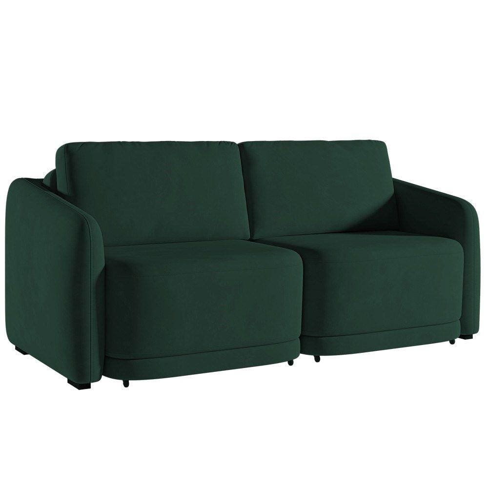 Sofá Cama Casal para Sala 236cm Polska K04 Veludo Verde - Mpozenato