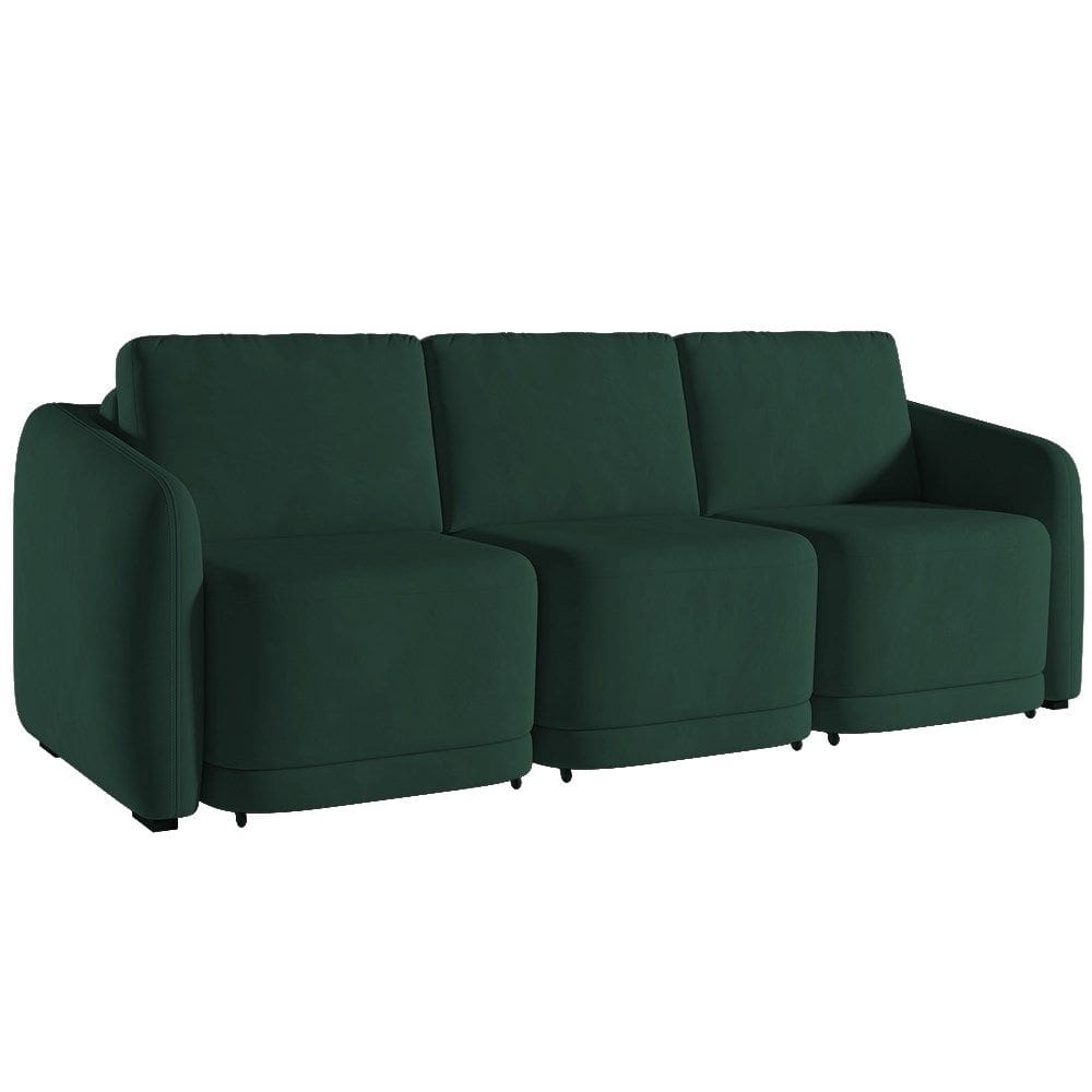Sofá Cama Casal para Sala 246cm Polska K04 Veludo Verde - Mpozenato
