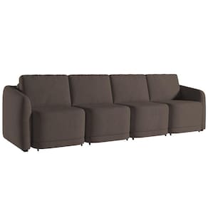 Sofá Cama Casal para Sala 356cm Polska K04 Veludo Marrom - Mpozenato