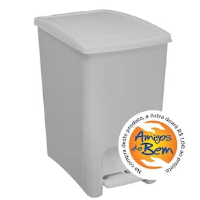 Lixeira de 10 Litros com Pedal Dupla Abertura Astra Branco e Branco LPDA10*BR-BR