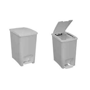 Kit 2 Lixeiras de 10 Litros com Pedal Dupla Abertura Astra Branco e Branco LPDA10*BR-BR