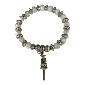 Pulseira Oxalá Opaxorô Branco Cristal e Silicone
