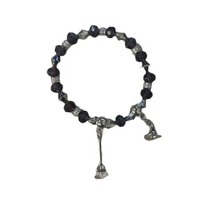 Pulseira Bruxa Wicca Roxa Chapeu Vassoura Cristal e Silicone