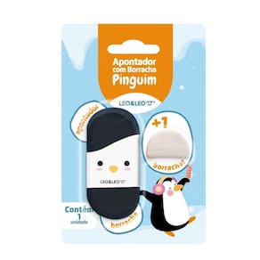 Apontador Com Deposito E Borracha Pet Leo&Leo Pinguim