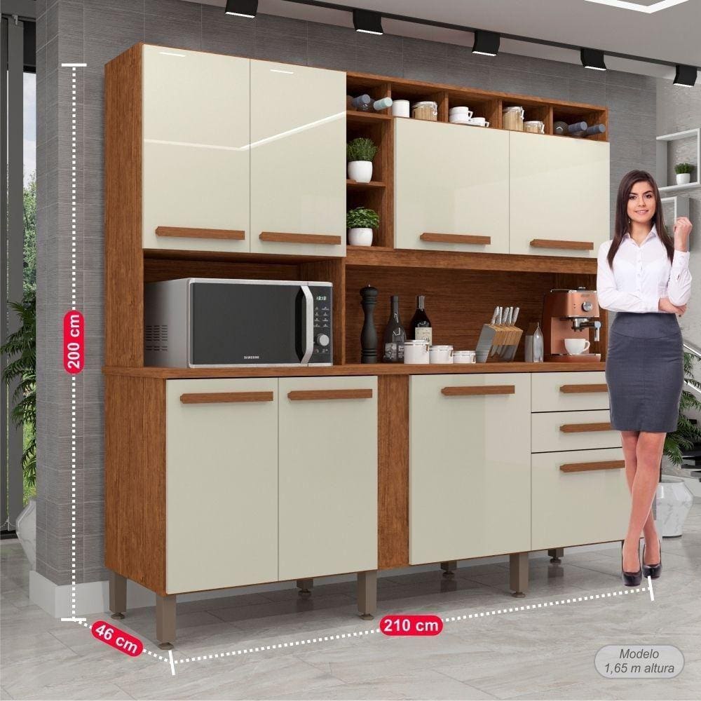 Armário De Cozinha 8 Portas 2 Gavetas Nicho P/Micro | Casas Bahia