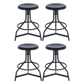 Kit 4 Banquetas Altas Cozinha Industrial Loft Aço Giratória York Preto