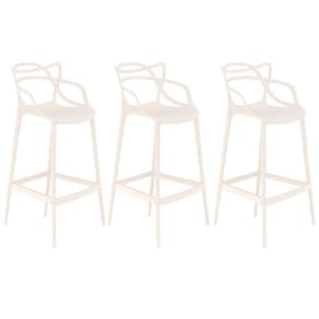 Kit 3 Banquetas Altas Bancada Cozinha Masters Allegra Creme