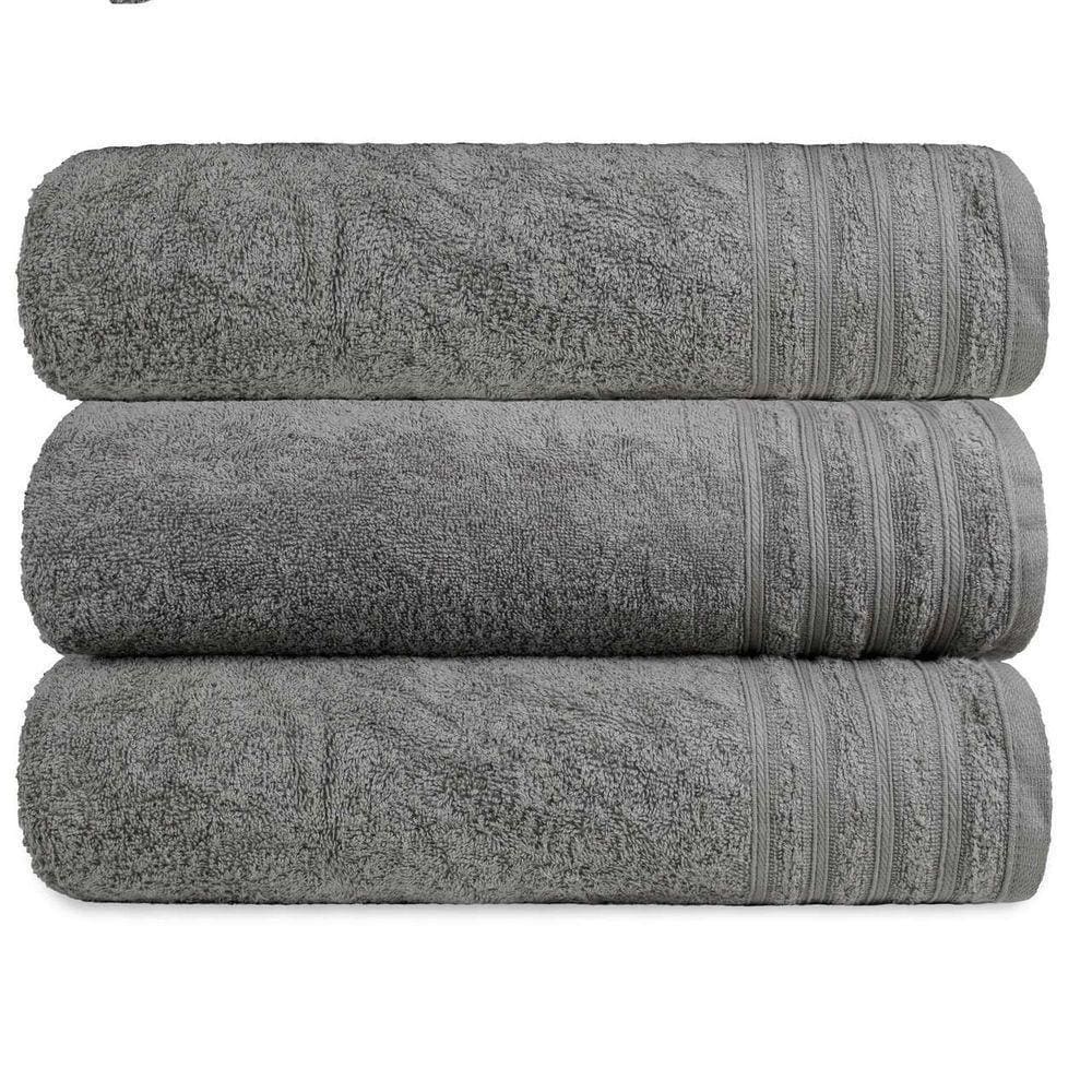 Kit 3 Toalha Gigante Banhão Fio Penteado 100% Algodão Twist - Chumbo