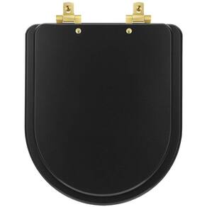 Tampa de Vaso MDF Com Fechamento Lento Nexo Onix (Preto Fosco) para Louça Roca com Ferragem Dourada