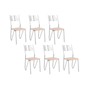 Cadeiras De Cozinha Nápoles C045 Kit 6 Un Cromada - Assento Nude 16 - Kappesberg