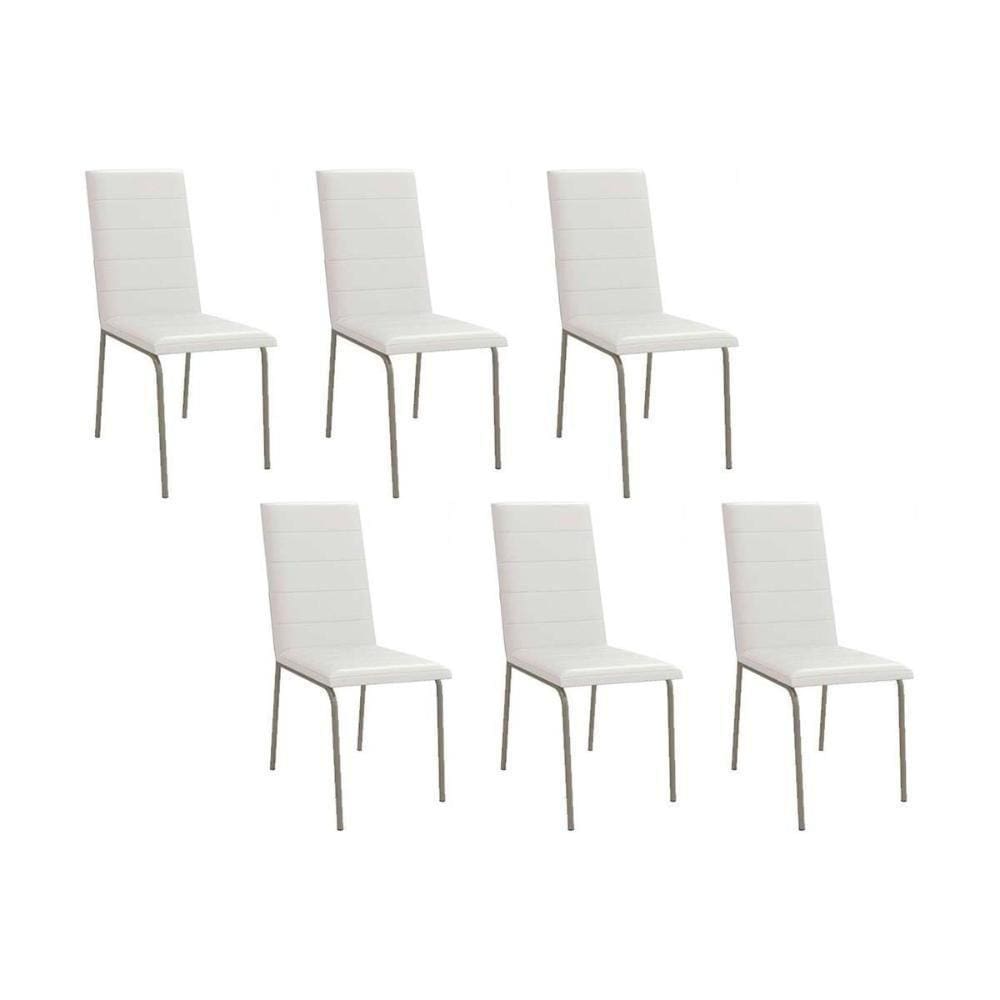 Cadeiras De Cozinha Amsterdã C091 Kit 6 Un Niquel/branco 106 - Kappesberg