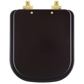 Assento Sanitário MDF Soft Close Piano Marrom Fosco para Vaso Deca com Ferragem Dourada