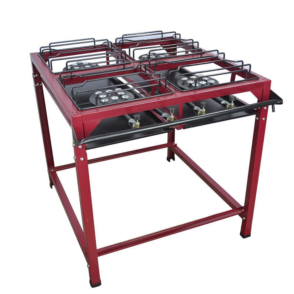 Fogão Industrial Master 4 Bocas Alta Pressão Com 8 Caulins
