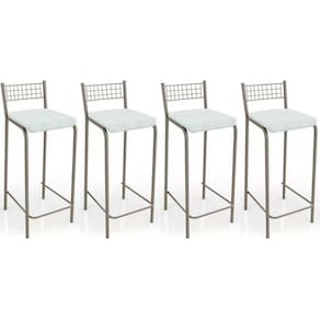 Banqueta Gênova B705 Kit 4 Un Niquel/branco 106 - Kappesberg